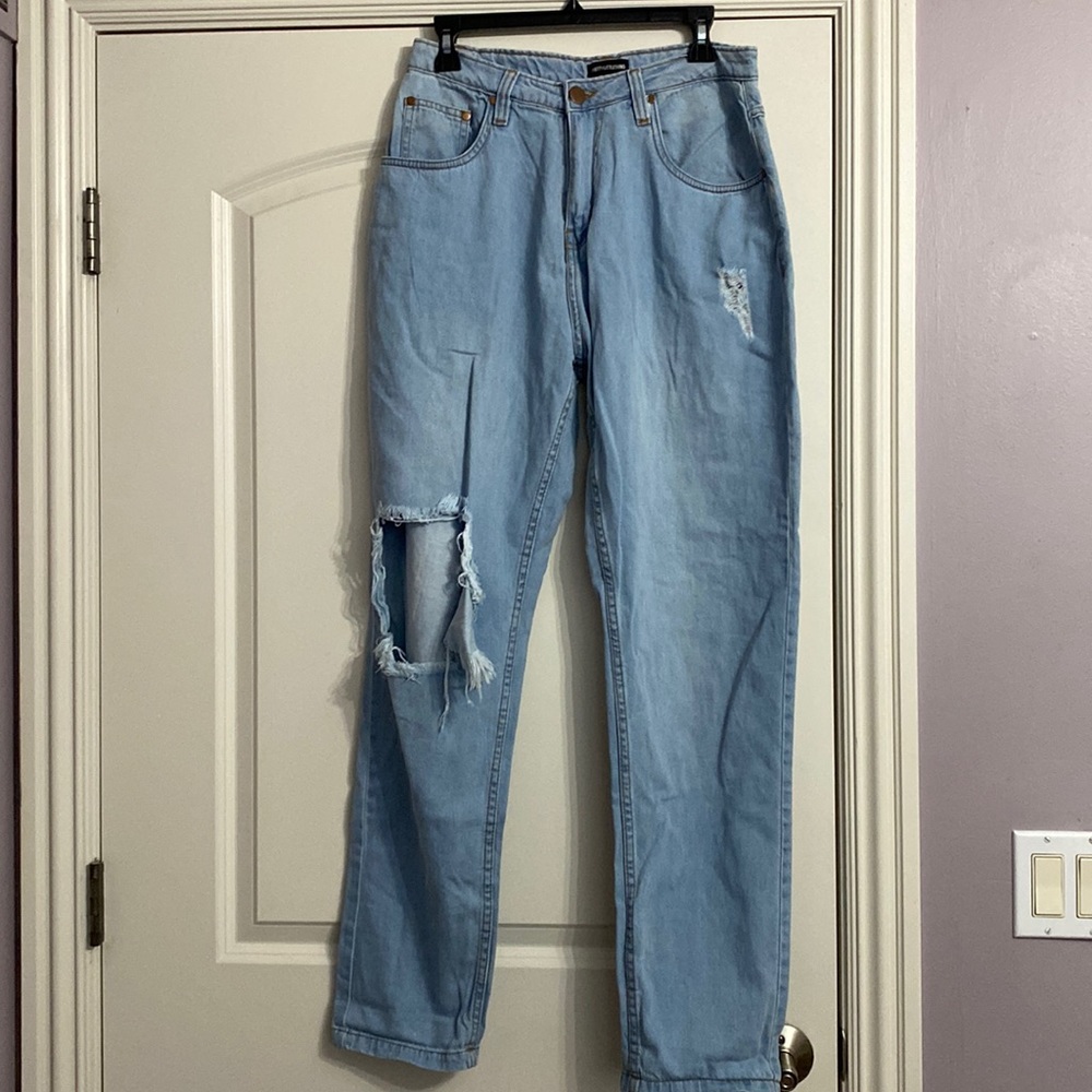 Pretty little thing light blue distressed jeans